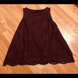 Purple lace sleeveless blouse with lining